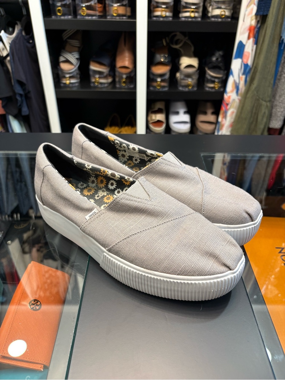 Toms Women's Slip-On Flats in Taupe Canvas